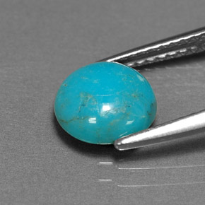 Turchese naturale blu da 1,30 ct, taglio rotondo, opaco
