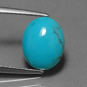 Turchese naturale blu da 1,55 ct, taglio ovale, opaco