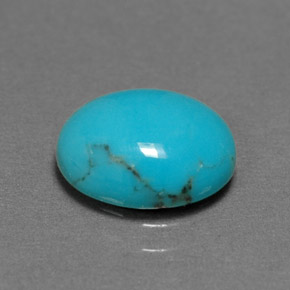 Turchese naturale blu da 1,55 ct, taglio ovale, opaco