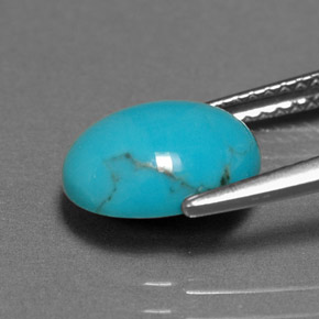 Turchese naturale blu da 1,55 ct, taglio ovale, opaco