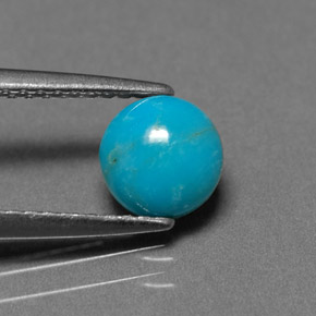 Turchese naturale blu da 0,72 ct, taglio rotondo, opaco