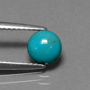 Turchese naturale blu da 0,66 ct, taglio rotondo, opaco
