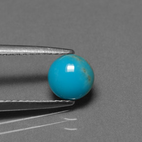 Turchese naturale blu da 0,79 ct, taglio rotondo, opaco