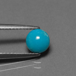 Turchese naturale blu da 0,75 ct, taglio rotondo, opaco