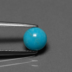 Turchese naturale blu da 0,66 ct, taglio rotondo, opaco
