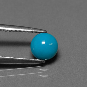 Turchese naturale blu da 0,77 ct, taglio rotondo, opaco