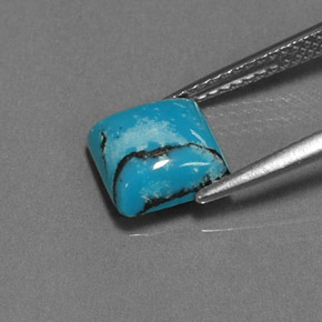 Turchese naturale blu da 1,47 ct, quadrato, opaco