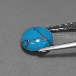 Turchese naturale blu da 2,22 ct, taglio rotondo, opaco