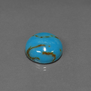 Turchese naturale blu da 3,09 ct, taglio rotondo, opaco