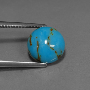 Turchese naturale blu da 3,09 ct, taglio rotondo, opaco