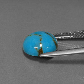 Turchese naturale blu da 3,09 ct, taglio rotondo, opaco