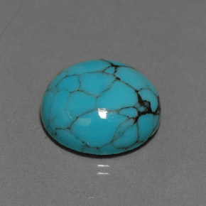Turchese naturale blu da 2,55 ct, taglio rotondo, opaco