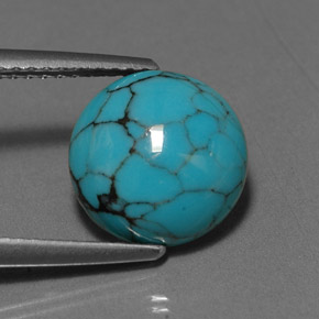 Turchese naturale blu da 2,55 ct, taglio rotondo, opaco