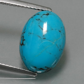 Turchese naturale blu da 3,84 ct, taglio ovale, opaco