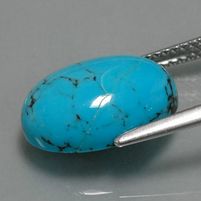Turchese naturale blu da 3,84 ct, taglio ovale, opaco