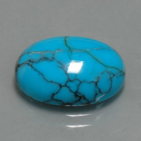 Turchese naturale blu da 4,52 ct, taglio ovale, opaco