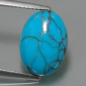 Turchese naturale blu da 4,52 ct, taglio ovale, opaco