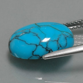 Turchese naturale blu da 4,52 ct, taglio ovale, opaco