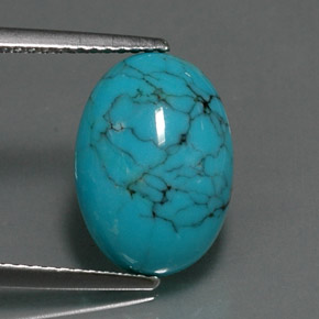 Turchese naturale blu da 4,12 ct, taglio ovale, opaco
