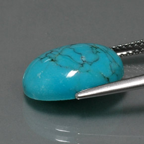 Turchese naturale blu da 4,12 ct, taglio ovale, opaco