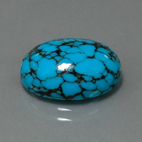 Turchese naturale blu da 4,09 ct, taglio ovale, opaco