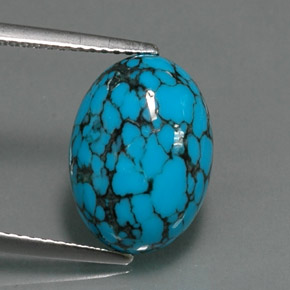 Turchese naturale blu da 4,09 ct, taglio ovale, opaco