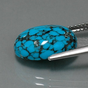 Turchese naturale blu da 4,09 ct, taglio ovale, opaco