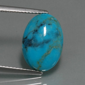Turchese naturale blu da 3,78 ct, taglio ovale, opaco