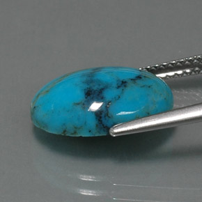 Turchese naturale blu da 3,78 ct, taglio ovale, opaco