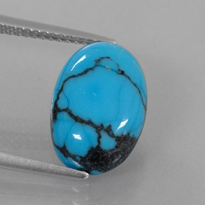 Turchese naturale blu da 4,20 ct, taglio ovale, opaco