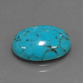 Turchese naturale blu da 3,40 ct, taglio ovale, opaco