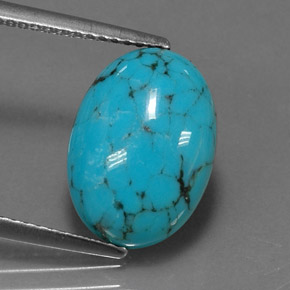 Turchese naturale blu da 3,40 ct, taglio ovale, opaco