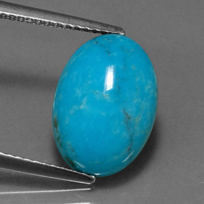Turchese naturale blu da 4,33 ct, taglio ovale, opaco