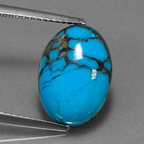 Turchese naturale blu da 4,08 ct, taglio ovale, opaco