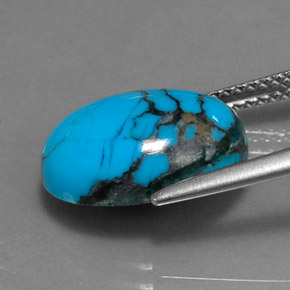 Turchese naturale blu da 4,08 ct, taglio ovale, opaco