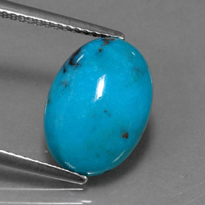 Turchese naturale blu da 4,43 ct, taglio ovale, opaco