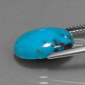 Turchese naturale blu da 4,43 ct, taglio ovale, opaco
