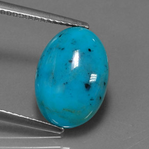 Turchese naturale blu da 4,22 ct, taglio ovale, opaco