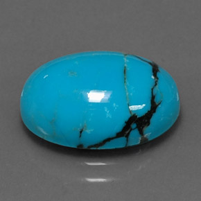 Turchese naturale blu da 4,44 ct, taglio ovale, opaco