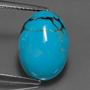 Turchese naturale blu da 4,44 ct, taglio ovale, opaco