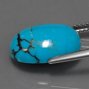 Turchese naturale blu da 4,44 ct, taglio ovale, opaco