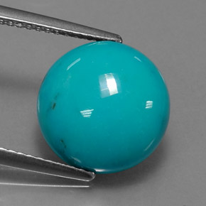 Turchese naturale blu da 4,17 ct, taglio rotondo, opaco