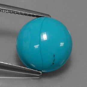 Turchese naturale blu da 3,88 ct, taglio rotondo, opaco