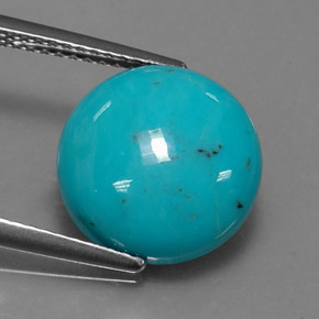 Turchese naturale blu da 4,06 ct, taglio rotondo, opaco