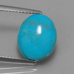 Turchese naturale blu da 3,15 ct, taglio ovale, opaco