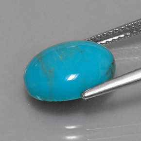 Turchese naturale blu da 3,15 ct, taglio ovale, opaco