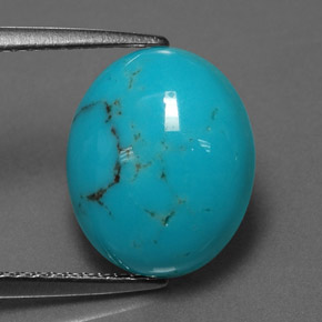Turchese naturale blu da 3,79 ct, taglio ovale, opaco