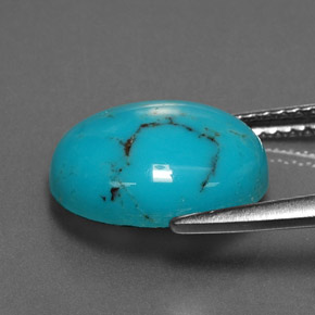 Turchese naturale blu da 3,79 ct, taglio ovale, opaco