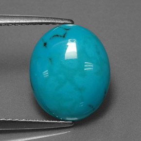 Turchese naturale blu da 2,77 ct, taglio ovale, opaco