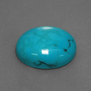 Turchese naturale blu da 2,77 ct, taglio ovale, opaco